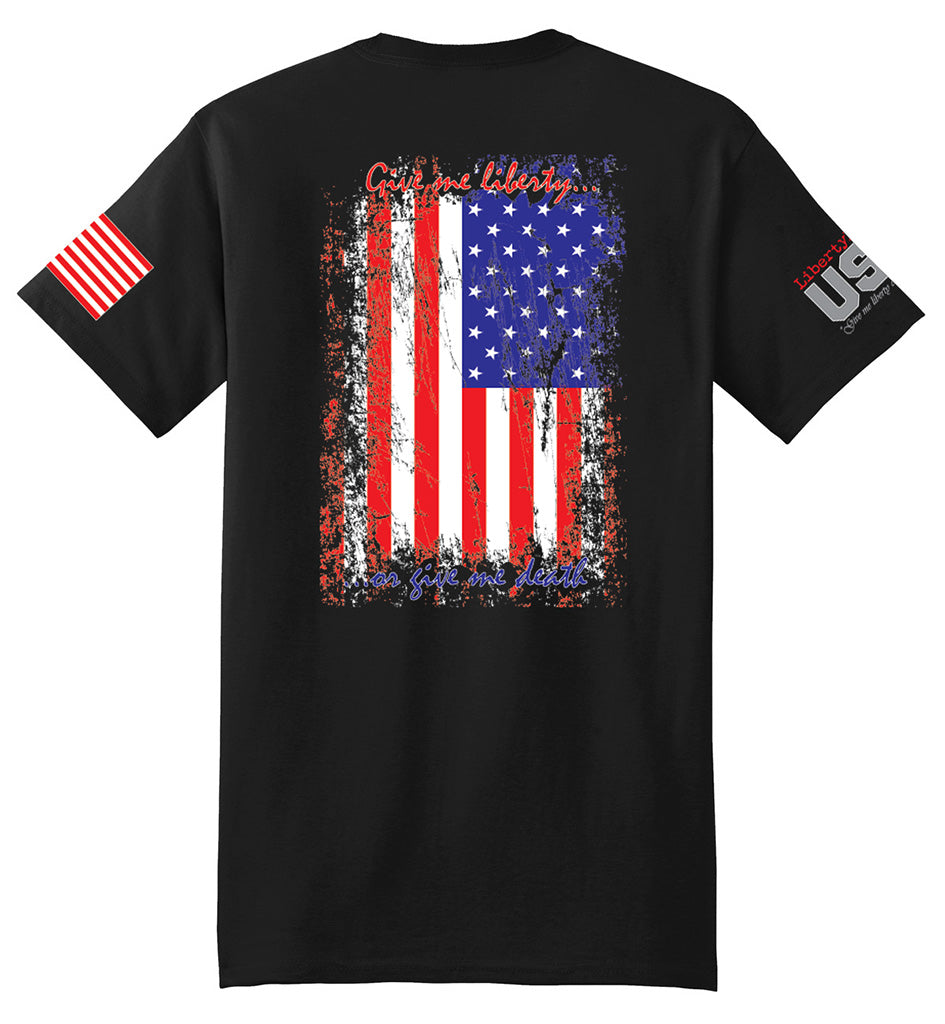 US Flag Distressed (Black) - T-Shirt