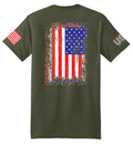 US Flag Distressed (Fatigue Green) - T-Shirt