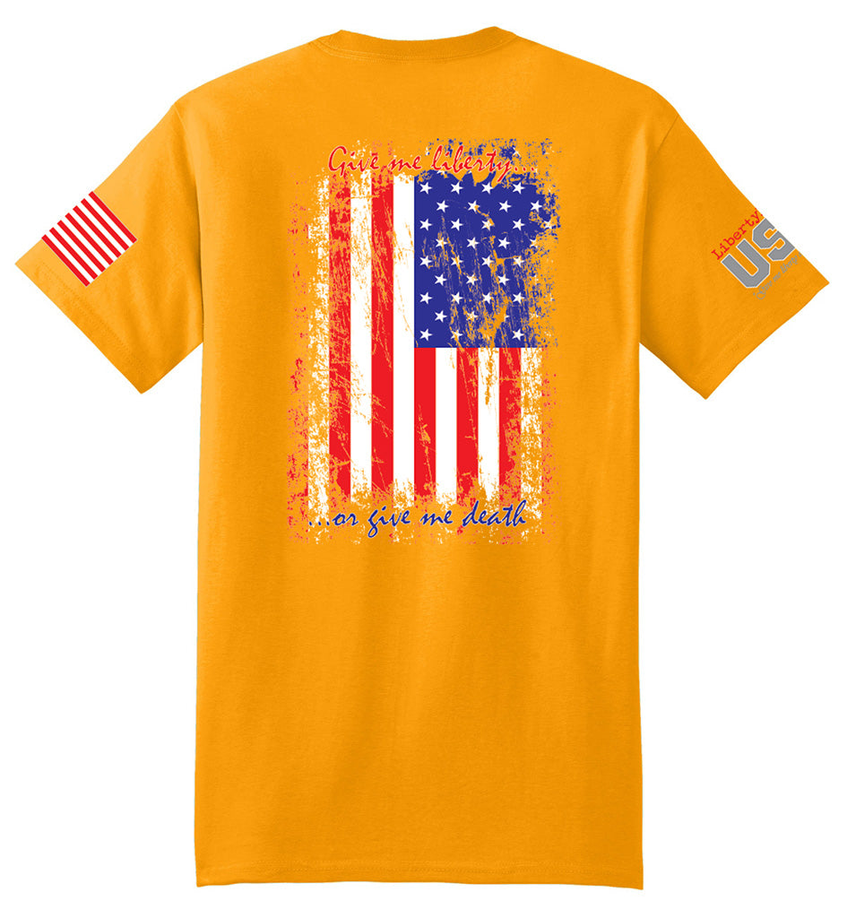 US Flag Distressed (Gold) - T-Shirt