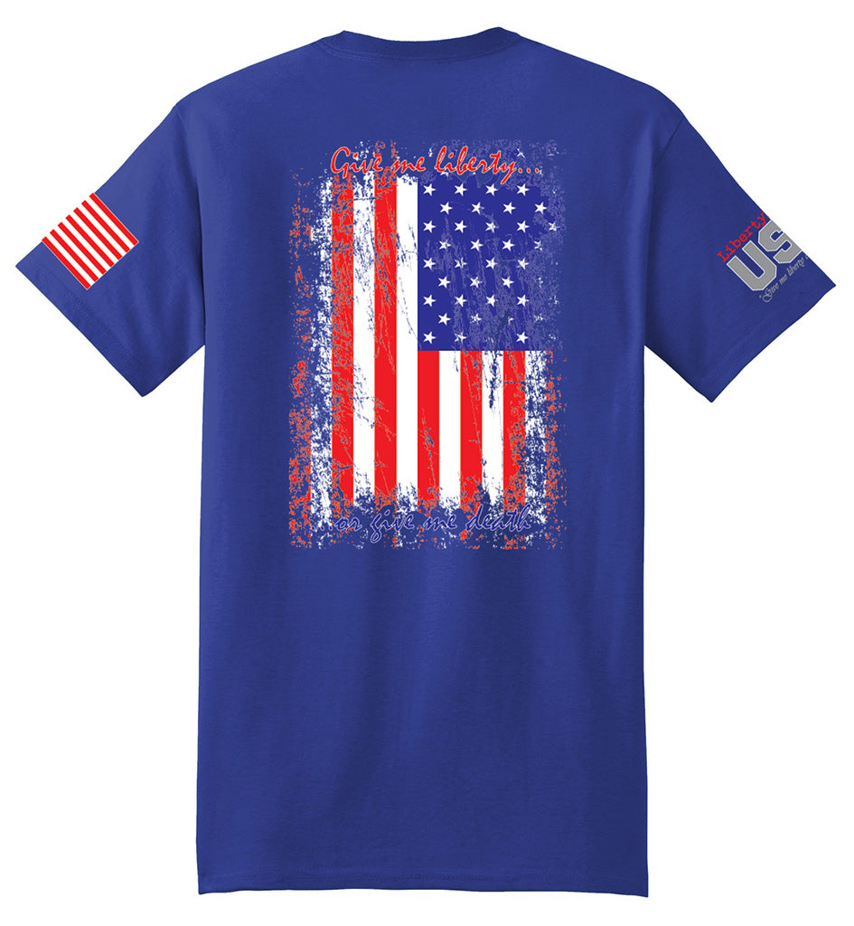 US Flag Distressed (Royal Blue) - T-Shirt