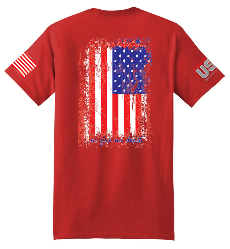 US Flag Distressed (Red) - T-Shirt