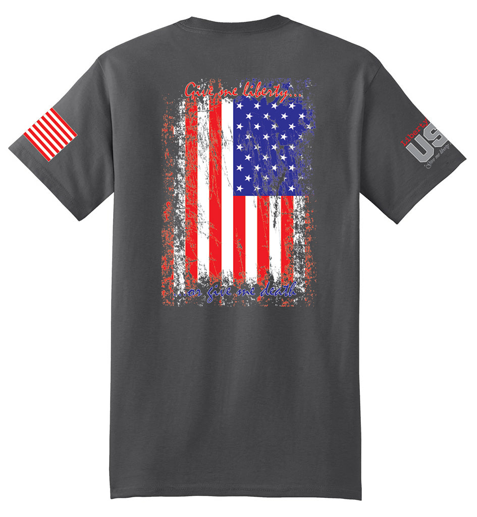 US Flag Distressed (Smoke Gray) - T-Shirt