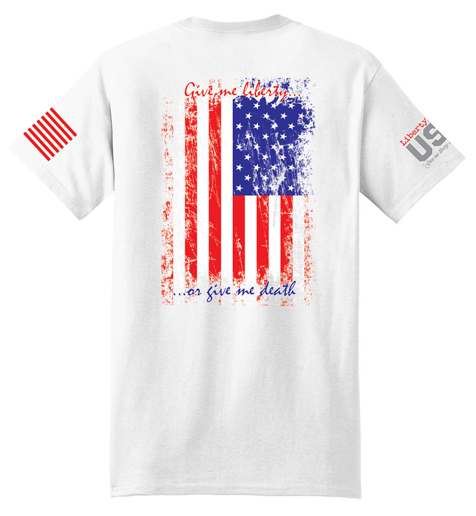 US Flag Distressed (White) - T-Shirt