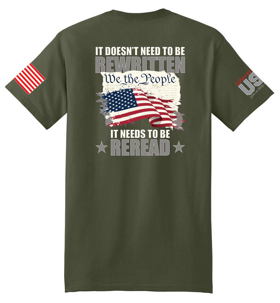 US Constitution Reread (Fatigue Green) - T-Shirt