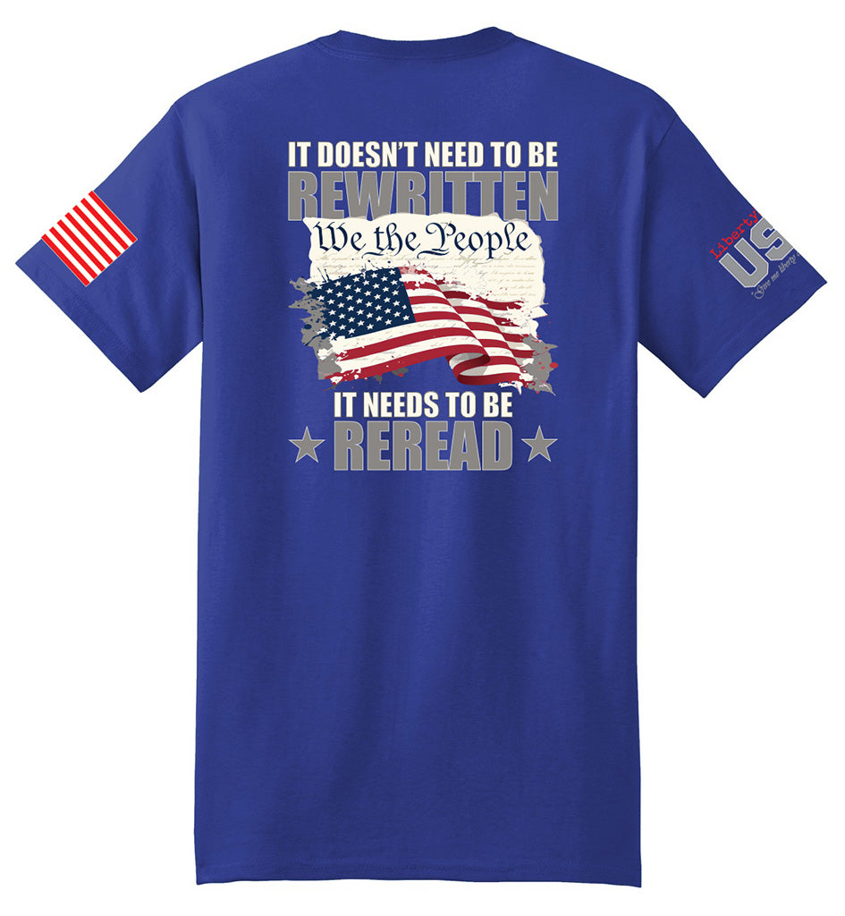 US Constitution Reread (Royal Blue) - T-Shirt