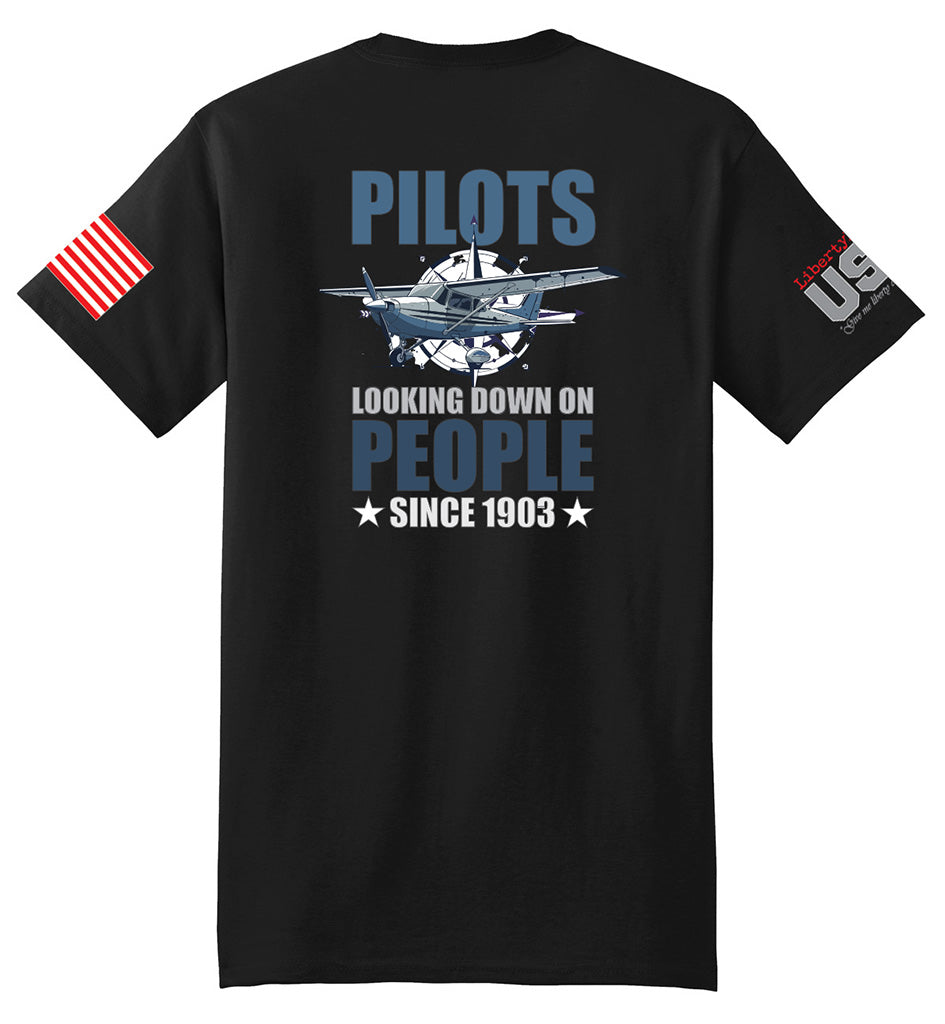 Pilots Looking Down (Black) - T-Shirt