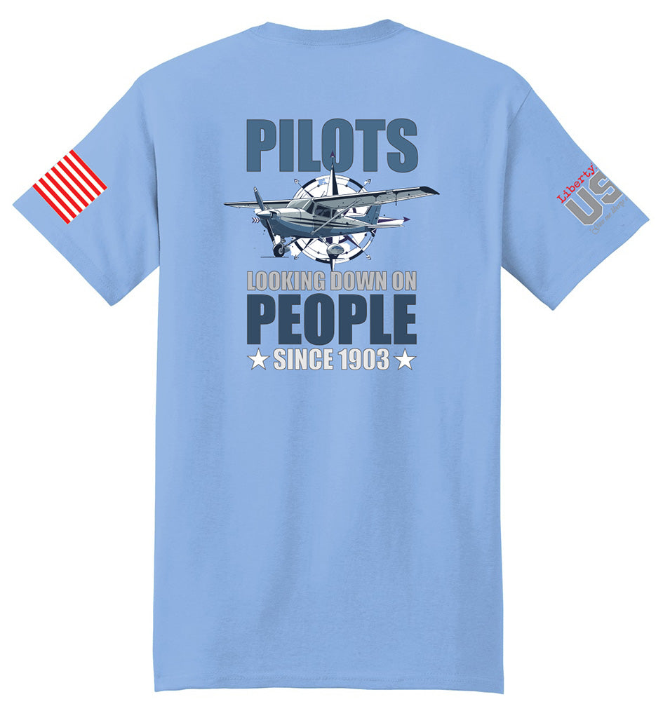 Pilots Looking Down (Light Blue) - T-Shirt