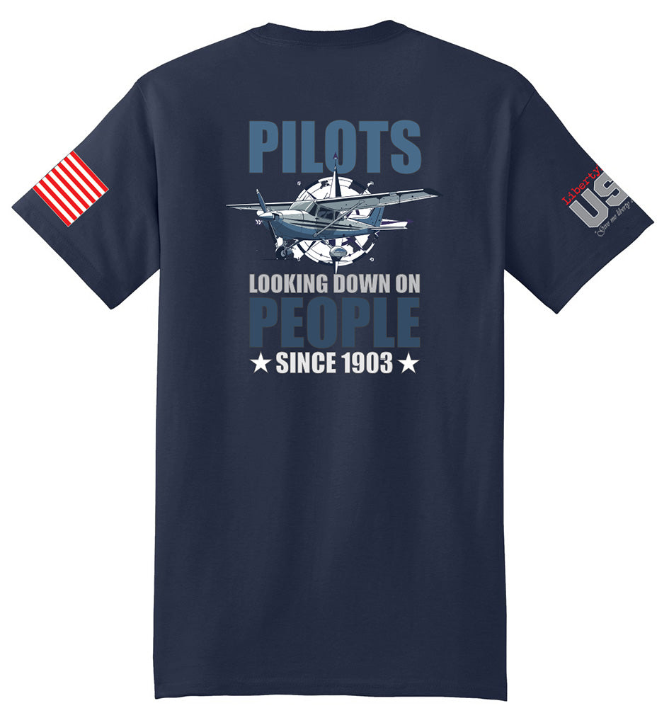 Pilots Looking Down (Navy) - T-Shirt