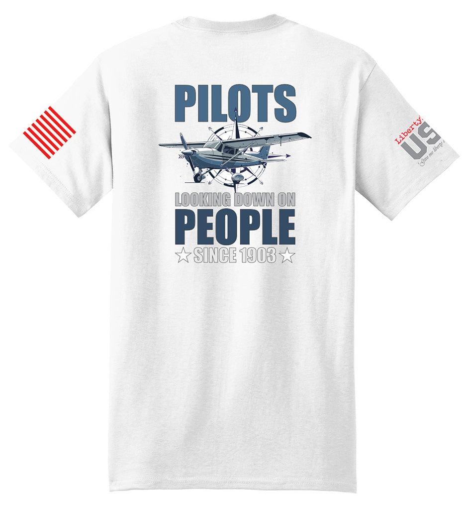 Pilots Looking Down (White) - T-Shirt