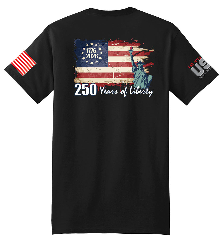 USA 250th Liberty Flag (Black) - T-Shirt
