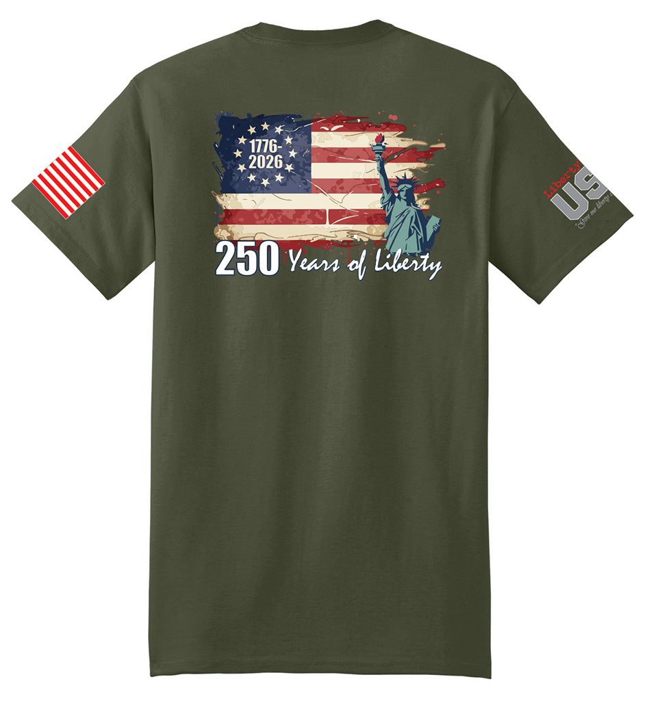 USA 250th Liberty Flag (Fatigue Green) - T-Shirt