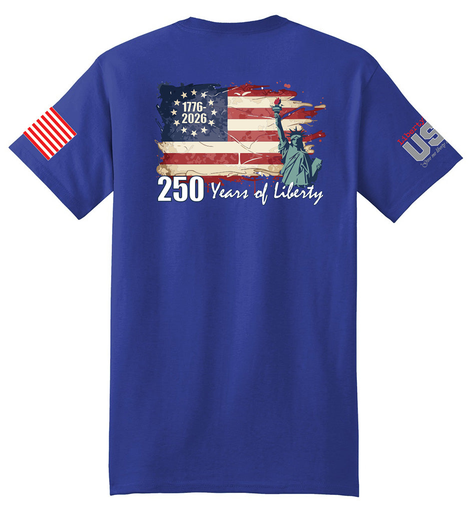 USA 250th Liberty Flag (Royal Blue) - T-Shirt