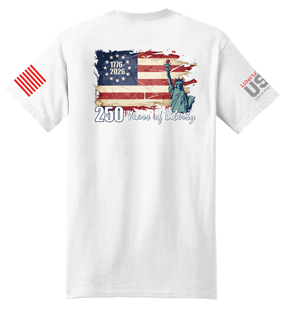 USA 250th Liberty Flag (White) - T-Shirt
