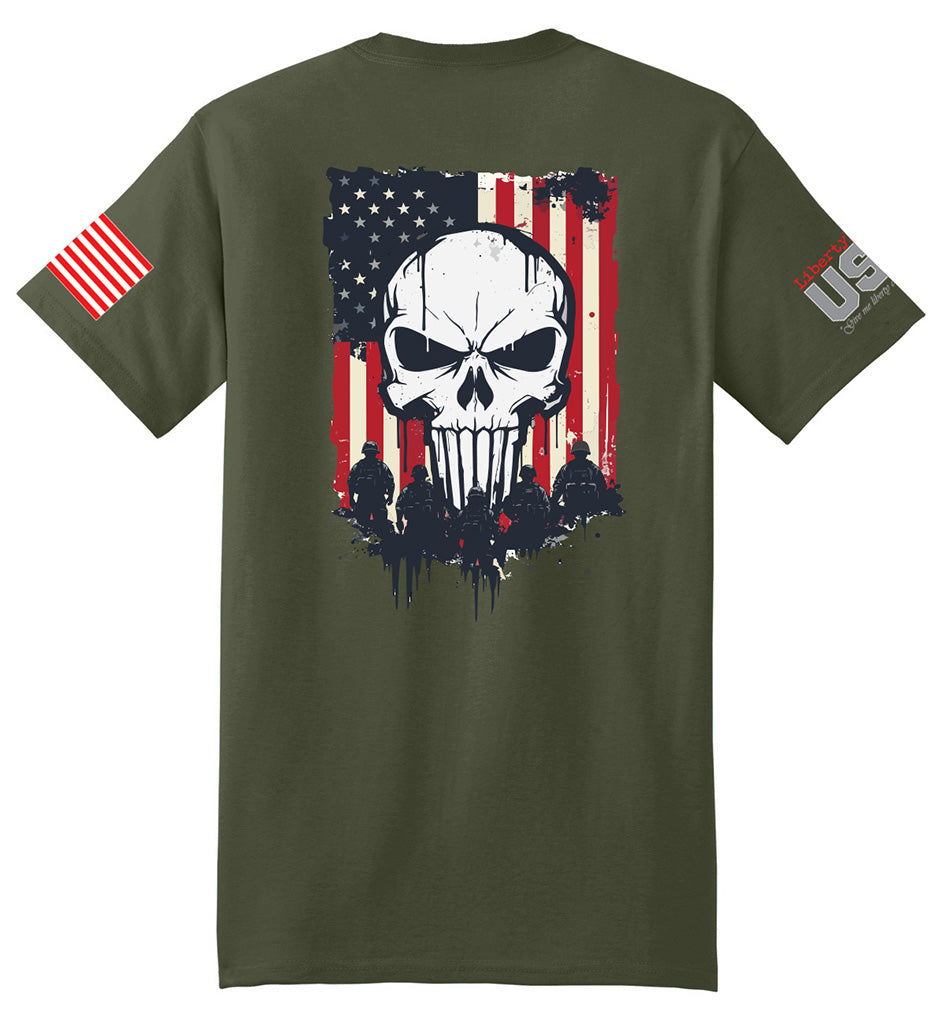 Military Reaper Skull (Fatigue Green) - T-Shirt