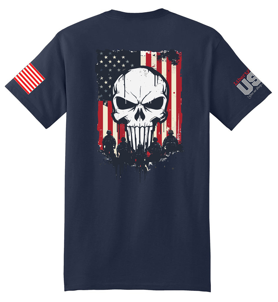 Military Reaper Skull (Navy) - T-Shirt