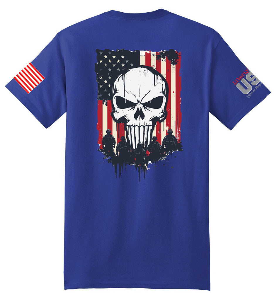 Military Reaper Skull (Royal Blue) - T-Shirt