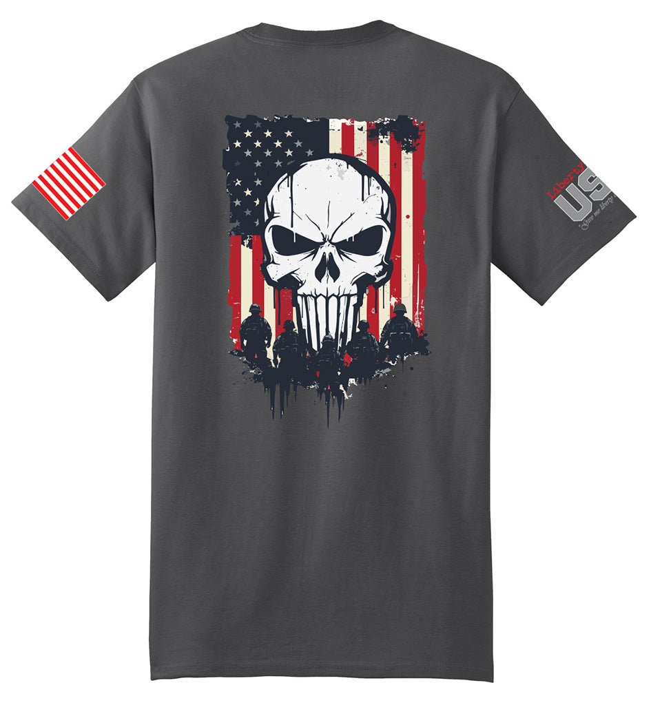 Military Reaper Skull (Smoke Gray) - T-Shirt