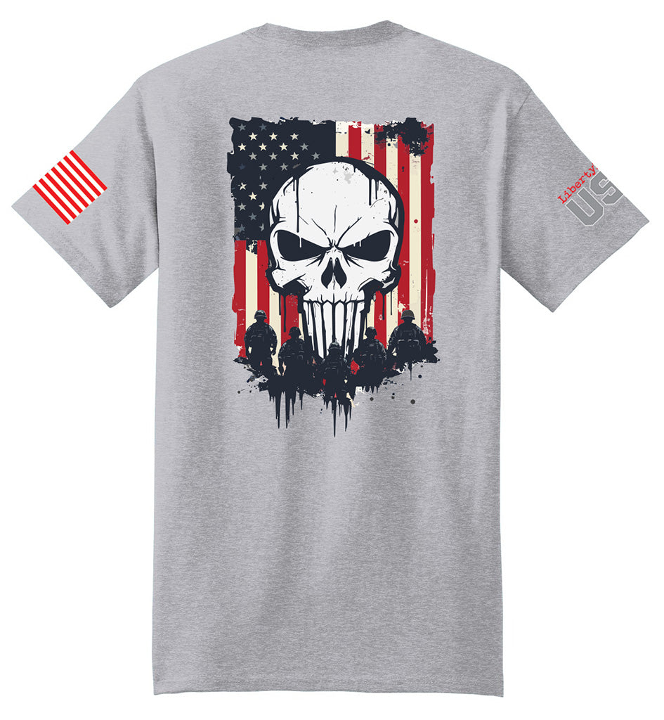 Military Reaper Skull (Steel) - T-Shirt